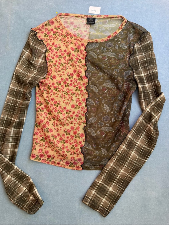Urban Outfitters Tops - Urban Outfitters Vintage-Inspired Patchwork Long Sleeve Top - Brown/Pink Sheer S
